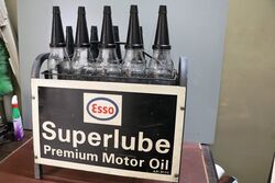 Original Esso Superlube GTD Double Sided 10 Bottle Oil Rack
