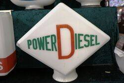 Original Glass Power Diesel Petrol Pump Advertising Globe    