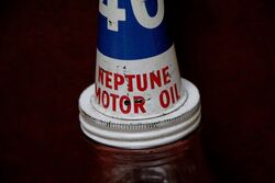 Original Neptune 40 Motor Oil Tin Top on a 1 pint Bottle