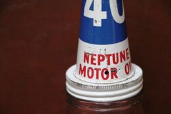 Original Neptune 40 Motor Oil Tin Top on a 1 quart Bottle