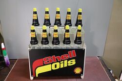 Original Shell Super Motor Oil 10 Bottle Oil Rack.