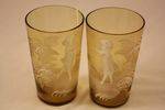 Pair of Amber Glass Mary Gregory Tumblers C1900