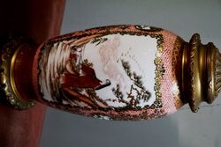 Pair of Japanese Kutani porcelain vases lamps c1900 