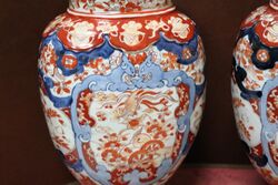 Pair of Rare C20th Imari Flat Front and Rear Panel Vases 