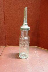 Rare American Socony Motor Oil Quart Oil Bottle With Original Tin Pourer