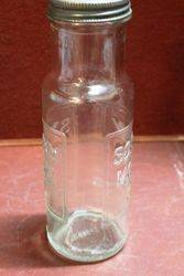 Rare American Socony Motor Oil Quart Oil Bottle With Original Tin Pourer
