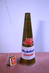 Rare Gold Conical Mobiloil Special Oil Tin 