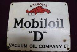 Rare Mobiloil Gargoyle Enamel Advertising Sign