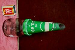 Rare Vintage Half Pint Oil Bottle with Castrol Tin Top