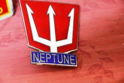 Red Neptune Enamel Badge by Stokes of Melbourne