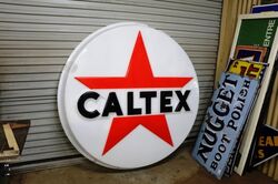 Round Vintage Caltex Embossed Acrylic Advertising Lens. # 