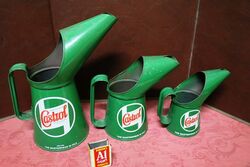 Set of 3 Castrol Graduated Oil Pourer Jugs.