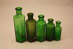 Set of 5 Graduated Green Medicine Bottles