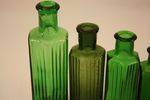 Set of 5 Graduated Green Medicine Bottles