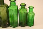 Set of 5 Graduated Green Medicine Bottles