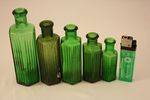 Set of 5 Graduated Green Medicine Bottles