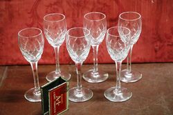 Set of 6 Cut Glass Crystal Liquor Glasses. # 