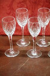 Set of 6 Cut Glass Crystal Liquor Glasses  