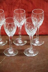 Set of 6 Cut Glass Crystal Liquor Glasses  