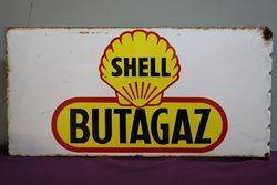 Shell Butagaz Double Sided Enamel Advertising Sign