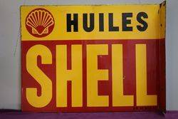 Shell Huiles Double Sided Enamel Advertising Sign