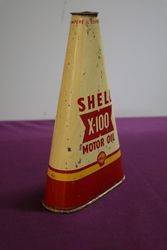 Shell X100 Motor Oil Pyramid Tin