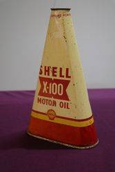 Shell X100 Motor Oil Pyramid Tin