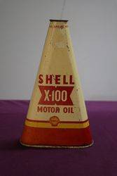 Shell X100 Motor Oil Pyramid Tin