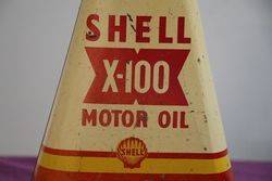 Shell X100 Motor Oil Pyramid Tin