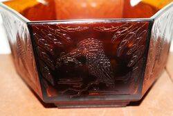 Sherdley Art Deco Hexagonal Amber Glass Kingfishers Bowl