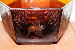 Sherdley Art Deco Hexagonal Amber Glass Kingfishers Bowl