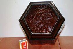 Sherdley Art Deco Hexagonal Amber Glass Kingfishers Bowl