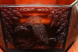 Sherdley Art Deco Hexagonal Amber Glass Kingfishers Bowl