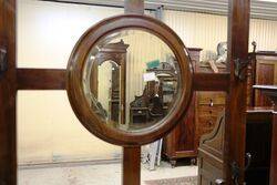 Small Antique Mahogany Mirror Back Hall Stand 