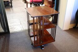Small Antique Walnut Desk Top Revolving Bookcase