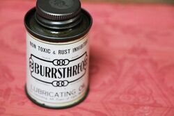 Small Vintage Burrsthreo Lubricating Oil Tin With Contents