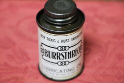 Small Vintage Burrsthreo Lubricating Oil Tin With Contents