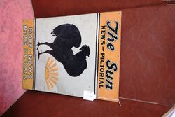 Small Vintage The Sun News Pictorial Hand Painted Tin Sign. #