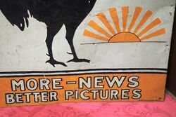Small Vintage The Sun News Pictorial Hand Painted Tin Sign 
