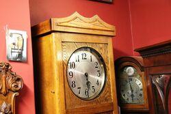 Solid Oak Glazed Door Round Dial Long Case Clock 