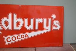 Stunning 1930and39s Cadburyand39s Cocoa Enamel Advertising Sign 