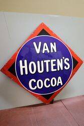 Stunning Antique Van Houtenand39s Cocoa Advertising Enamel Sign 