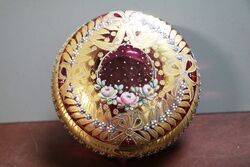 Stunning Moser Ruby Glass With Gilt Decoration Trinket Bowl  
