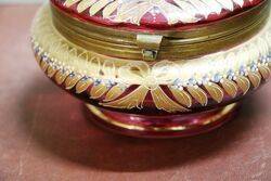 Stunning Moser Ruby Glass With Gilt Decoration Trinket Bowl  