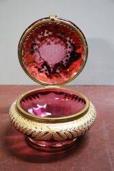 Stunning Moser Ruby Glass With Gilt Decoration Trinket Bowl  