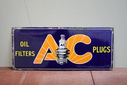 Stunning Small AC Oil Filters and Plugs Enamel Sign