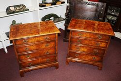 Stunning Small Pair of C20th Birdseye Maple 4 Drawer Chests 