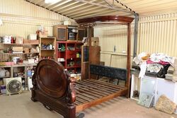 Stunning Victorian Flame Mahogany Halftester Queen Size Bed 