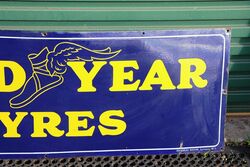 Stunning Vintage Goodyear Tyres Enamel Advertising Sign