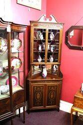 Superb Antique Edwards and Roberts Inlaid Corner Cabinet 